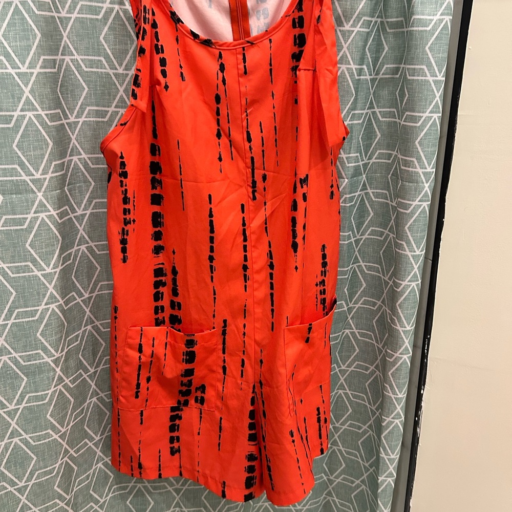 Orange and Black Sleeveless Dress